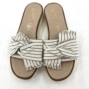 Seychelles Coast II Sandal 8.5 Beige Stripe Slip On Knotted Platform